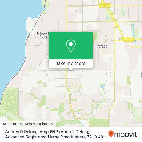 Mapa de Andrea D Delong, Arnp FNP (Andrea Delong Advanced Registered Nurse Practitioner), 7210 40th St W