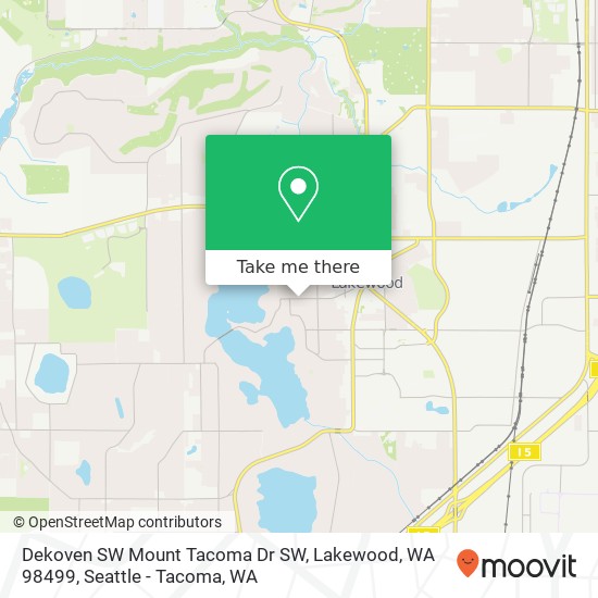 Mapa de Dekoven SW Mount Tacoma Dr SW, Lakewood, WA 98499