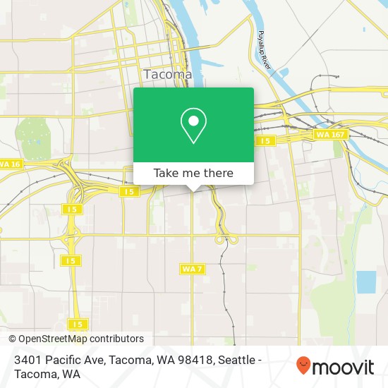 Mapa de 3401 Pacific Ave, Tacoma, WA 98418