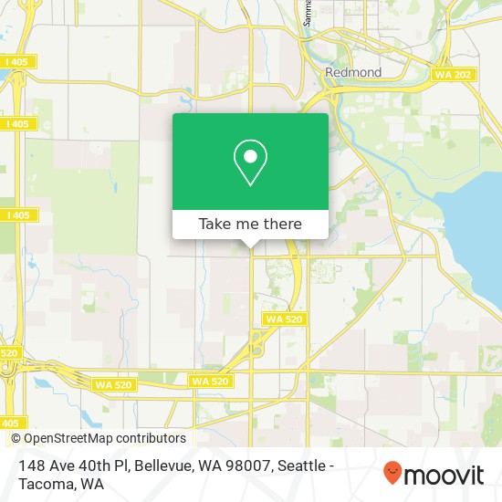 Mapa de 148 Ave 40th Pl, Bellevue, WA 98007