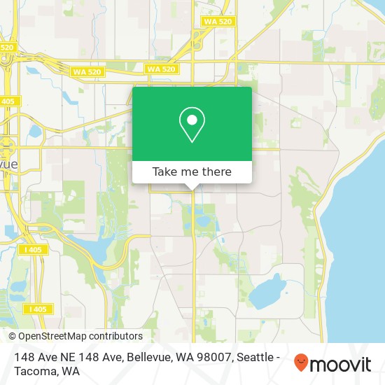 Mapa de 148 Ave NE 148 Ave, Bellevue, WA 98007