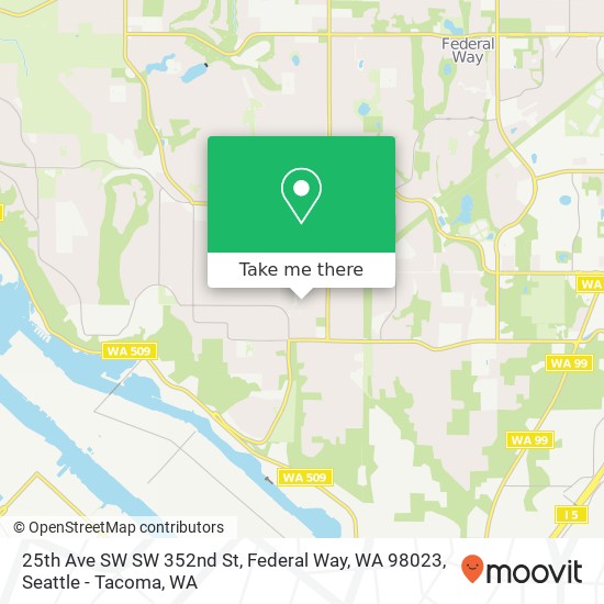 Mapa de 25th Ave SW SW 352nd St, Federal Way, WA 98023