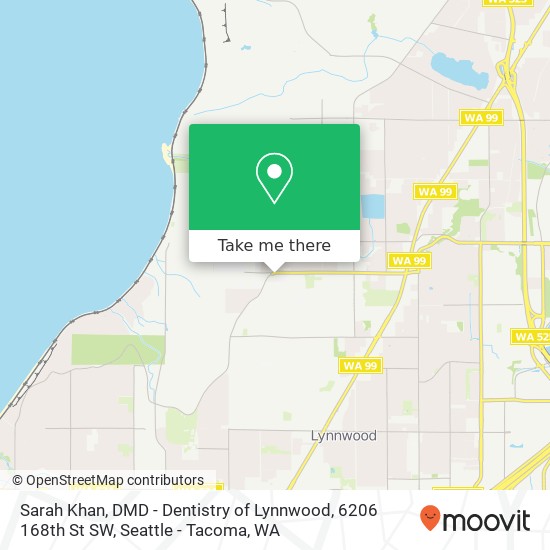 Sarah Khan, DMD - Dentistry of Lynnwood, 6206 168th St SW map