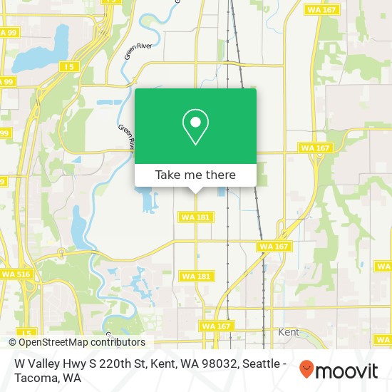 Mapa de W Valley Hwy S 220th St, Kent, WA 98032