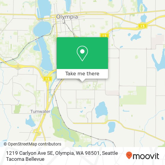 Mapa de 1219 Carlyon Ave SE, Olympia, WA 98501