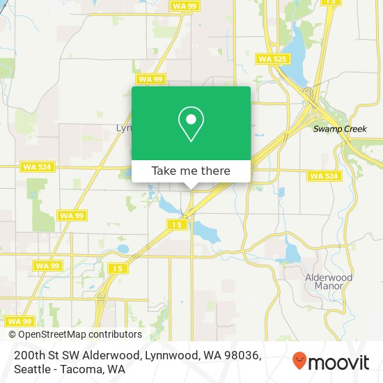 Mapa de 200th St SW Alderwood, Lynnwood, WA 98036