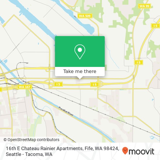 Mapa de 16th E Chateau Rainier Apartments, Fife, WA 98424