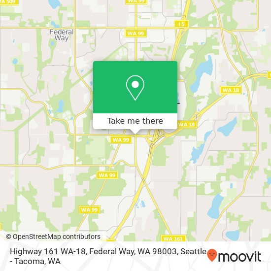 Highway 161 WA-18, Federal Way, WA 98003 map