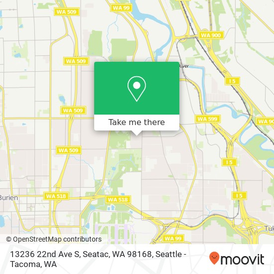 Mapa de 13236 22nd Ave S, Seatac, WA 98168