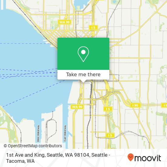 Mapa de 1st Ave and King, Seattle, WA 98104
