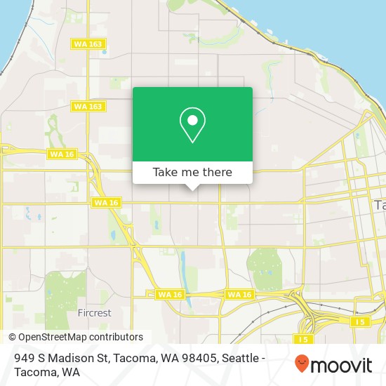 Mapa de 949 S Madison St, Tacoma, WA 98405