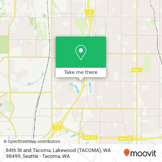 Mapa de 84th St and Tacoma, Lakewood (TACOMA), WA 98499