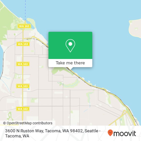 Mapa de 3600 N Ruston Way, Tacoma, WA 98402