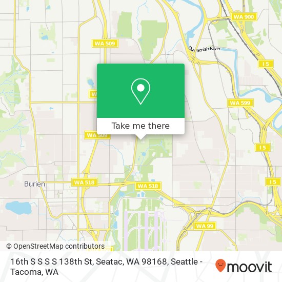 16th S S S S 138th St, Seatac, WA 98168 map