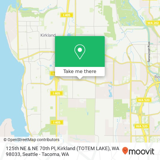 125th NE & NE 70th Pl, Kirkland (TOTEM LAKE), WA 98033 map