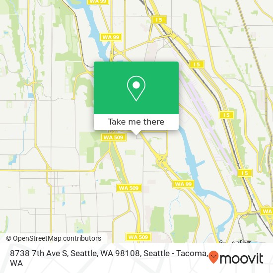 Mapa de 8738 7th Ave S, Seattle, WA 98108