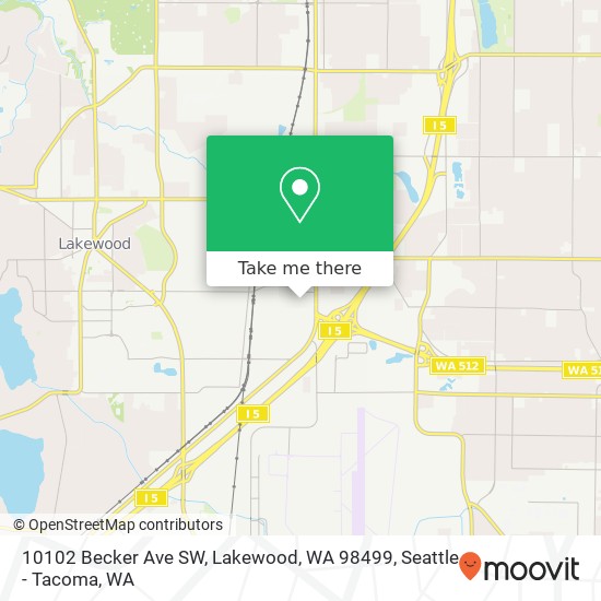 Mapa de 10102 Becker Ave SW, Lakewood, WA 98499