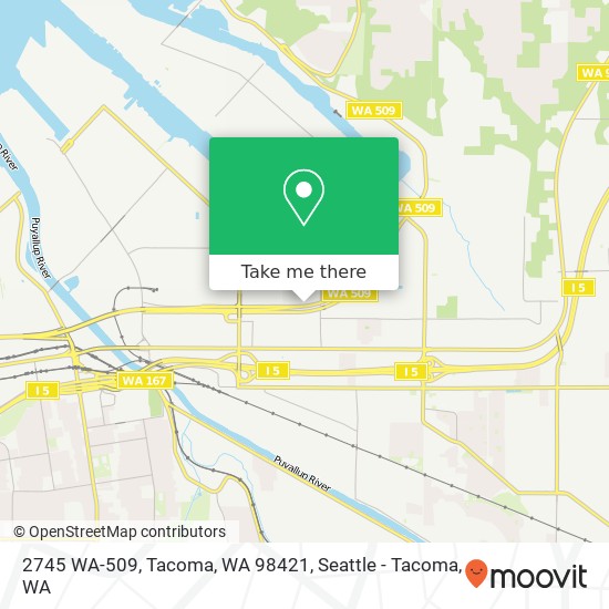 Mapa de 2745 WA-509, Tacoma, WA 98421