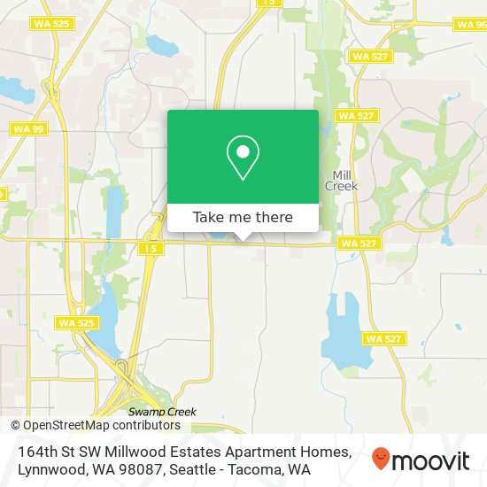 Mapa de 164th St SW Millwood Estates Apartment Homes, Lynnwood, WA 98087