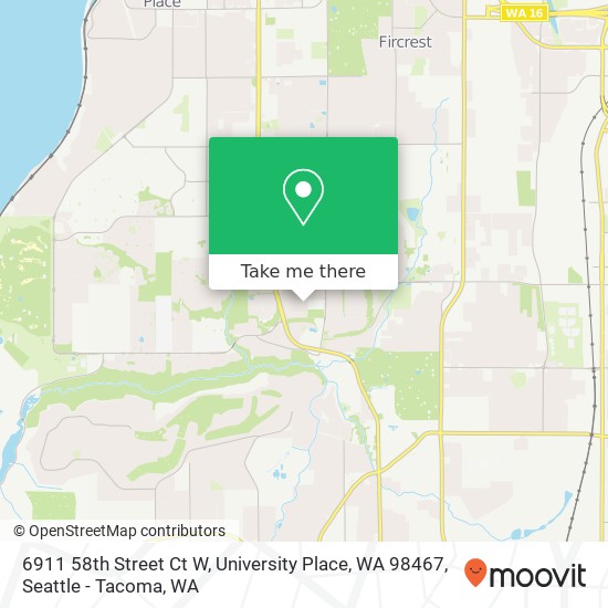 Mapa de 6911 58th Street Ct W, University Place, WA 98467