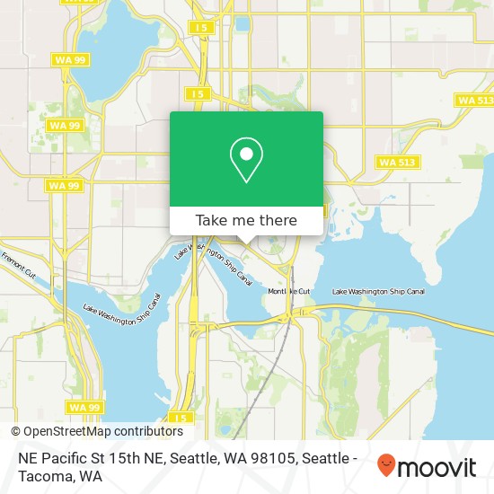 Mapa de NE Pacific St 15th NE, Seattle, WA 98105