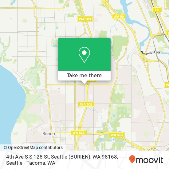 Mapa de 4th Ave S S 128 St, Seattle (BURIEN), WA 98168