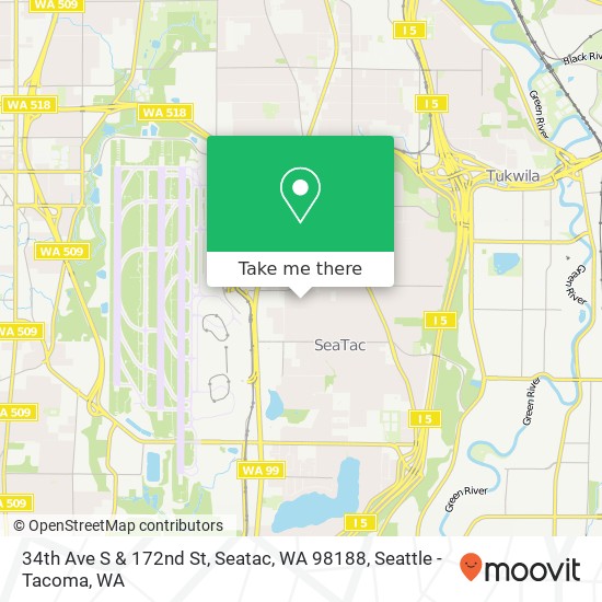 Mapa de 34th Ave S & 172nd St, Seatac, WA 98188