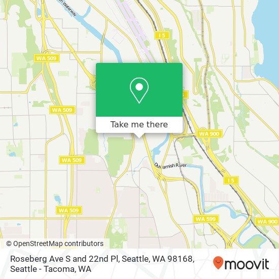 Mapa de Roseberg Ave S and 22nd Pl, Seattle, WA 98168