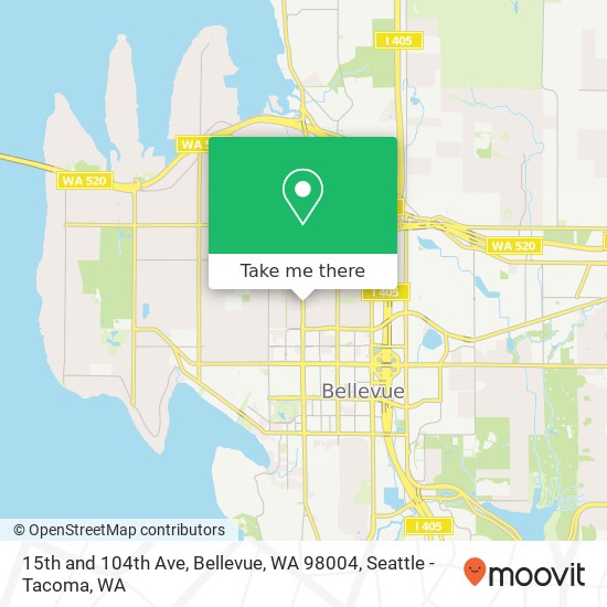 15th and 104th Ave, Bellevue, WA 98004 map