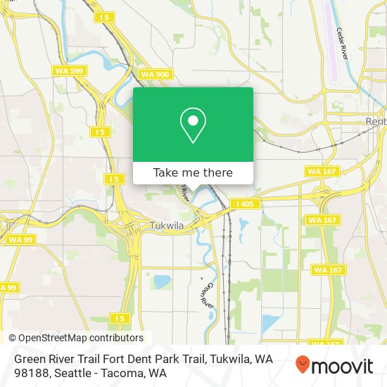 Mapa de Green River Trail Fort Dent Park Trail, Tukwila, WA 98188