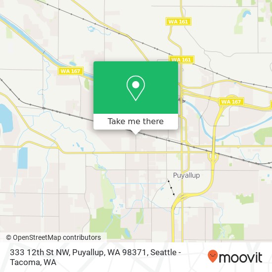 Mapa de 333 12th St NW, Puyallup, WA 98371