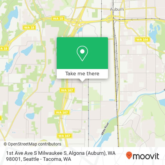 Mapa de 1st Ave Ave S Milwaukee S, Algona (Auburn), WA 98001