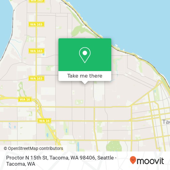 Mapa de Proctor N 15th St, Tacoma, WA 98406