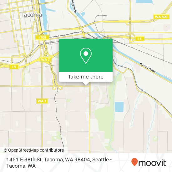 Mapa de 1451 E 38th St, Tacoma, WA 98404