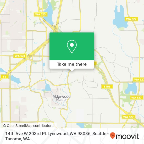 Mapa de 14th Ave W 203rd Pl, Lynnwood, WA 98036