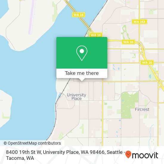 Mapa de 8400 19th St W, University Place, WA 98466