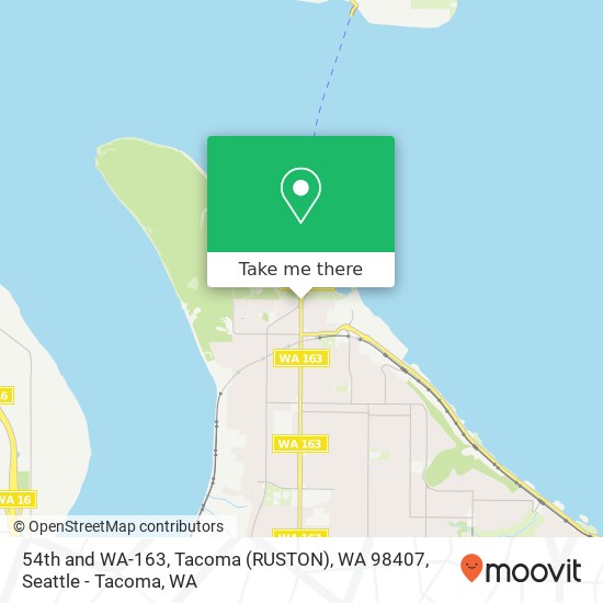 54th and WA-163, Tacoma (RUSTON), WA 98407 map