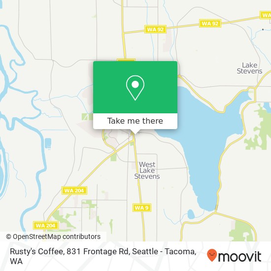 Mapa de Rusty's Coffee, 831 Frontage Rd