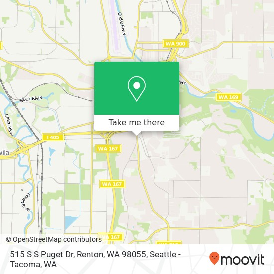 Mapa de 515 S S Puget Dr, Renton, WA 98055