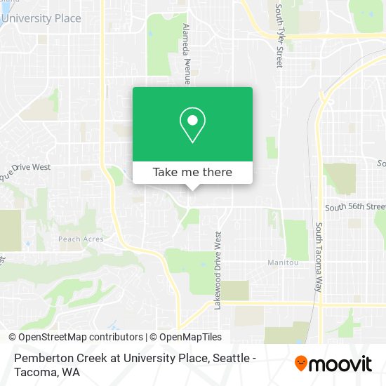 Pemberton Creek at University Place map