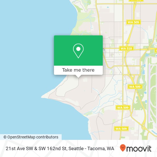 21st Ave SW & SW 162nd St map