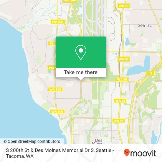 S 200th St & Des Moines Memorial Dr S map