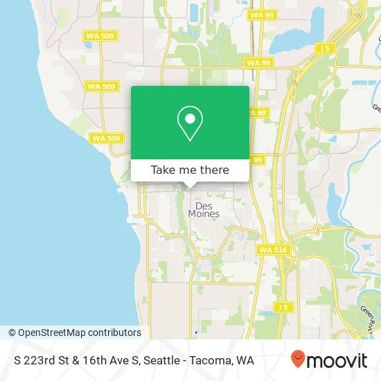S 223rd St & 16th Ave S map