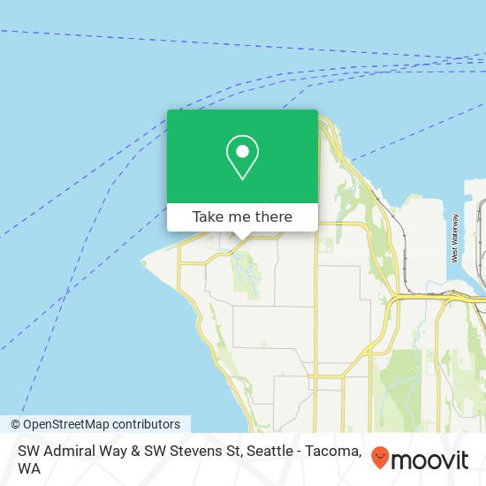 SW Admiral Way & SW Stevens St map