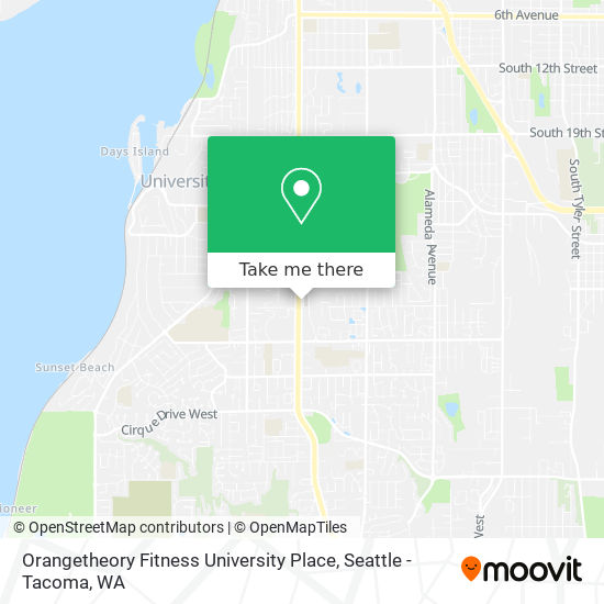 Mapa de Orangetheory Fitness University Place