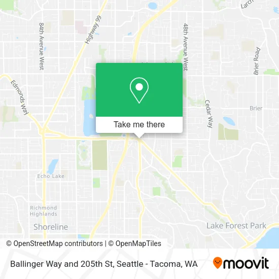 Ballinger Way and 205th St map