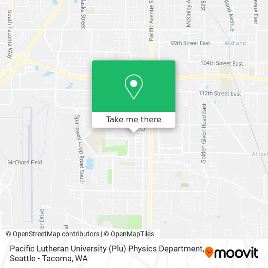 Mapa de Pacific Lutheran University (Plu) Physics Department