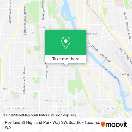 Portland St Highland Park Way SW map