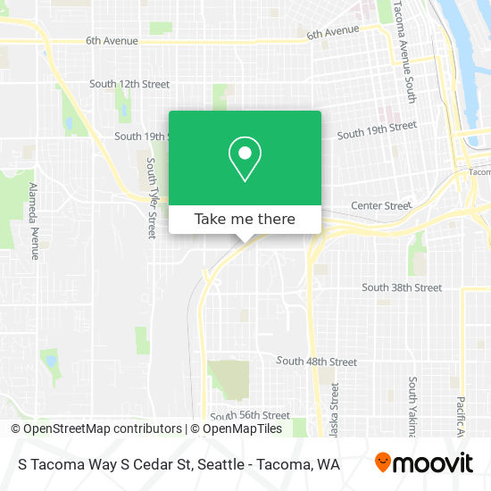 S Tacoma Way S Cedar St map