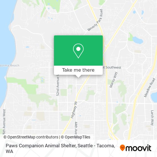 How to get to Paws Companion Animal Shelter in North Lynnwood by Bus or  Ferry?